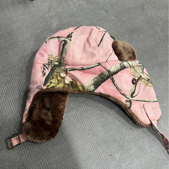 Real Tree Pink Camo Hat with Fur OSFA - Picture 4 of 6